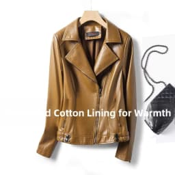 Spring 2026 Short Genuine Leather Jacket Women's Slim Fit Suit Collar Zipper Detailing Commute Style Sheep Skin Coat