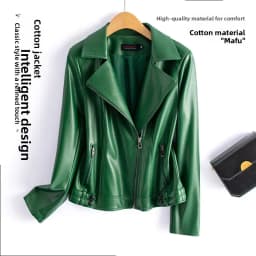 Spring 2026 Short Genuine Leather Jacket Women's Slim Fit Suit Collar Zipper Detailing Commute Style Sheep Skin Coat