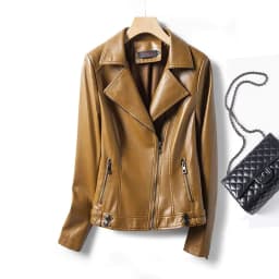 Spring 2026 Short Genuine Leather Jacket Women's Slim Fit Suit Collar Zipper Detailing Commute Style Sheep Skin Coat