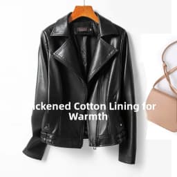 Spring 2026 Short Genuine Leather Jacket Women's Slim Fit Suit Collar Zipper Detailing Commute Style Sheep Skin Coat