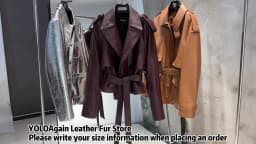 YOLOAgain Real Leather Jacket Women Burgundy Grain Leather Jacket With Belt