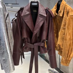 YOLOAgain Real Leather Jacket Women Burgundy Grain Leather Jacket With Belt
