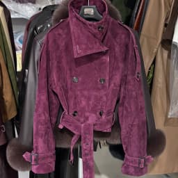 YOLOAgain Women Funnel Neck Genuine Leather Jacket With Belt