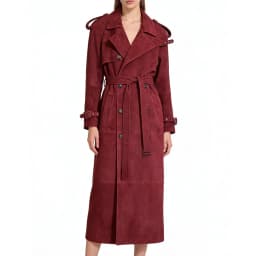 YOLOAgain Real Leather Trench Coat Women Genuine Suede Coat Floor Length 150cm
