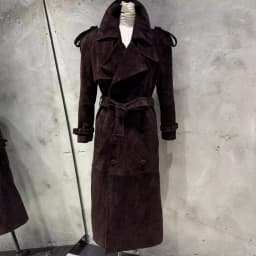 YOLOAgain Real Leather Trench Coat Women Genuine Suede Coat Floor Length 150cm