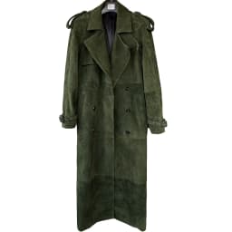 YOLOAgain Real Leather Trench Coat Women Genuine Suede Coat Floor Length 150cm