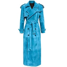 YOLOAgain Real Leather Trench Coat Women Genuine Suede Coat Floor Length 150cm