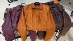 YOLOAgain Women's Cropped Crinkled Genuine Leather Jacket Lapel Collar Short Leather Coat