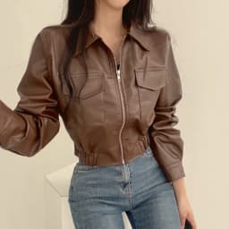 Retro Hong Kong Style Chic Black PU Leather Jacket Short Collar Women's Fashion Outerwear Short Length Zipper Closure Top
