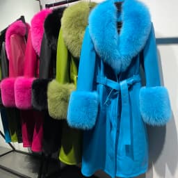 YOLOAgain Women's Real Fox Fur Collar Leather Trench Coat Sheepskin Jacket Long