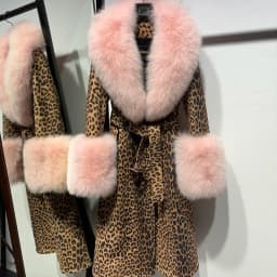YOLOAgain Women's Real Fox Fur Collar Leather Trench Coat Sheepskin Jacket Long