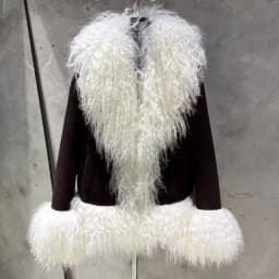 Sheep Fur Leather Coats Women Winter Luxury Mongolian Fur Leather Jackets with Long Sleeve with Natural Mongolian Fur 7251