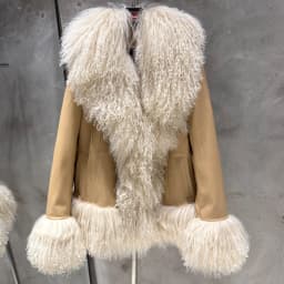 Sheep Fur Leather Coats Women Winter Luxury Mongolian Fur Leather Jackets with Long Sleeve with Natural Mongolian Fur 7251