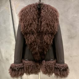 Sheep Fur Leather Coats Women Winter Luxury Mongolian Fur Leather Jackets with Long Sleeve with Natural Mongolian Fur 7251