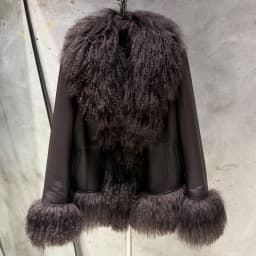 Sheep Fur Leather Coats Women Winter Luxury Mongolian Fur Leather Jackets with Long Sleeve with Natural Mongolian Fur 7251
