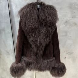 Sheep Fur Leather Coats Women Winter Luxury Mongolian Fur Leather Jackets with Long Sleeve with Natural Mongolian Fur 7251