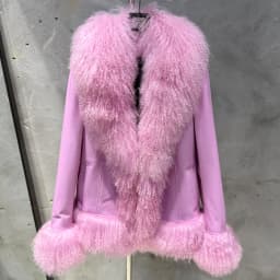 Sheep Fur Leather Coats Women Winter Luxury Mongolian Fur Leather Jackets with Long Sleeve with Natural Mongolian Fur 7251