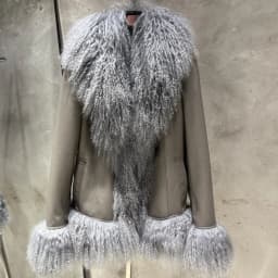 Sheep Fur Leather Coats Women Winter Luxury Mongolian Fur Leather Jackets with Long Sleeve with Natural Mongolian Fur 7251