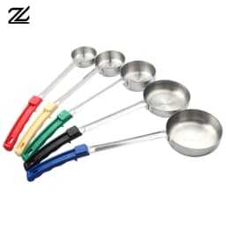 Stainless Steel Sauce Spoon With Long Rubber Handle Anti-Hot Pizza Spread Ladle Measuring Soup Spoon Kitchen Cooking Tableware
