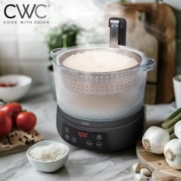 COOK WITH COLOR 3L Glass Low Carb Rice Cooker-Makes 6 Cups Cooked Low Sugar Rice with Auto Lift Filter Basket Hotpot Steamer