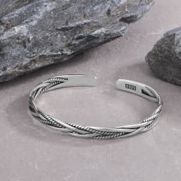New Vintage Thai Silver Woven Fried Dough Twists Bangle 925 Sterling Silver Jewelry Opening Bracelets SL008
