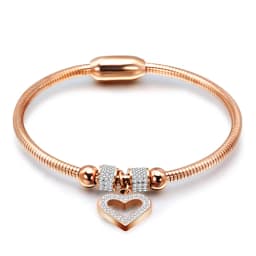 Stainless Steel Magnetic Clasp Bracelet Fashion Jewelry Crystal Rhinestone Charm Leather Wrap Bracelets For Women