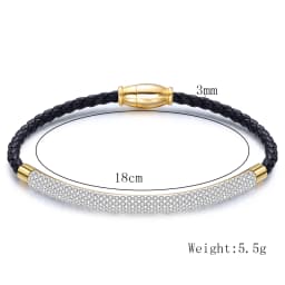 Stainless Steel Magnetic Clasp Bracelet Fashion Jewelry Crystal Rhinestone Charm Leather Wrap Bracelets For Women