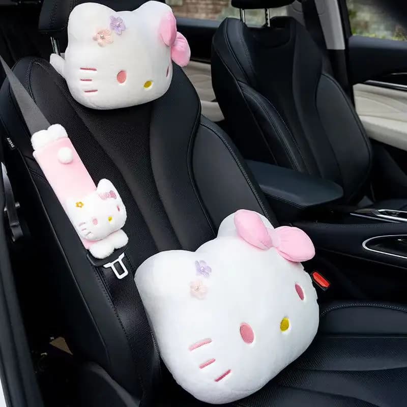 Sanrio New Hello Kitty Car Cushion, Shoulder Protection, Seat Belt Buckle filling, Plush Toy doll, cartoon Anime, Fun doll