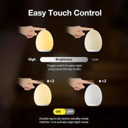 New Egg Shape Night Ambient Light RGB Control Touch Dimmable Lamp USB Rechargeable Portable Table for Bedside Lamps Night Lamp