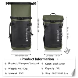 Swimming PVC Pack Dry Bag Backpack for Women Men 35L Waterproof Shoulder Kayak Trekking Drifting Rafting Surfing Boating Bag