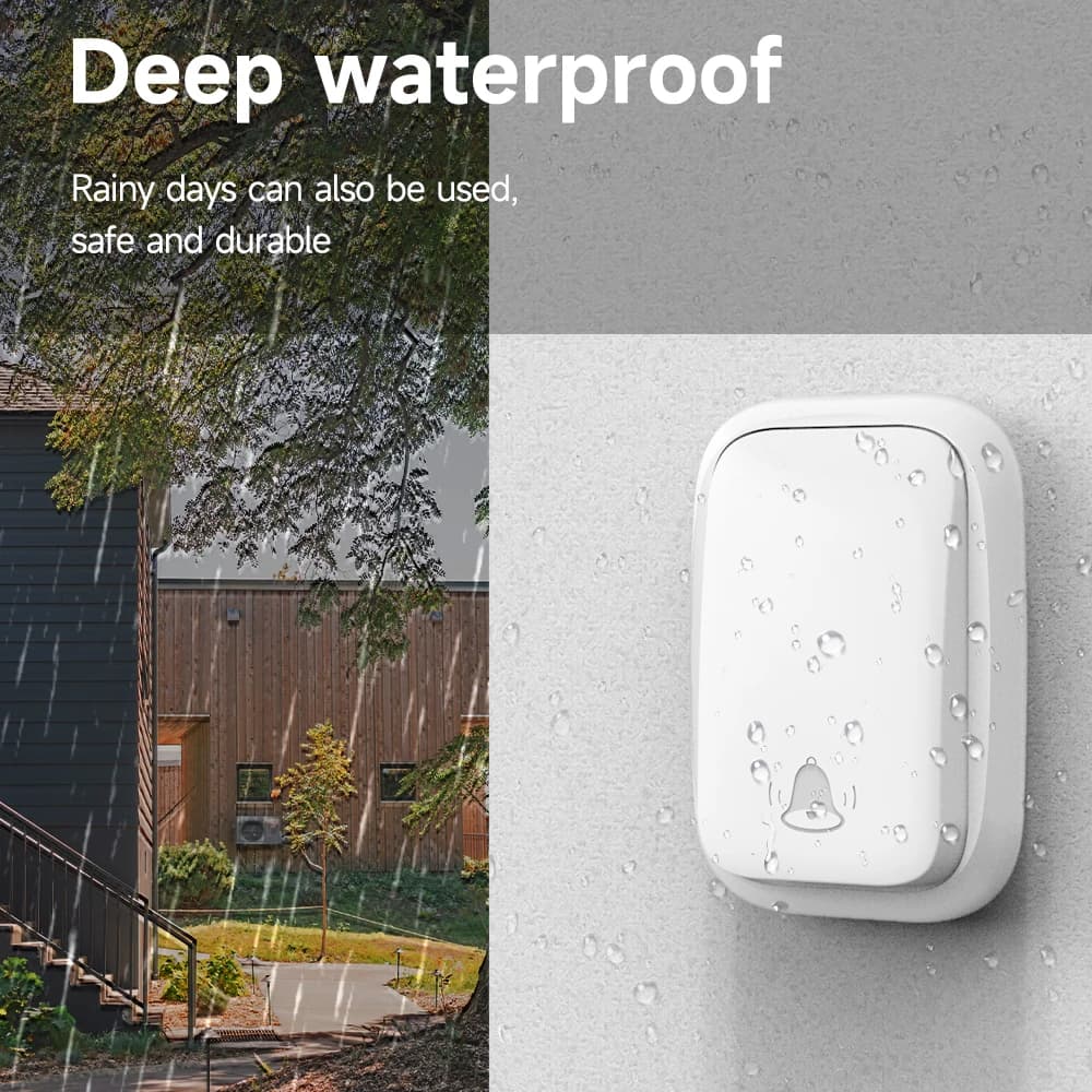 Wireless Doorbell 38-Chime 90db Self-Generating Power Waterproof Remote Modern Design Kinetic Energy Door Bell EU US UK Plug