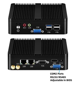 XCY Fanless Mini PC Intel Celeron J1900 Quad Cores Gigabit Ethernet 4x USB HDMI VGA Display Support WiFi Windows Linux/Ubuntu
