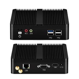 XCY Fanless Mini PC Intel Celeron J1900 Quad Cores Gigabit Ethernet 4x USB HDMI VGA Display Support WiFi Windows Linux/Ubuntu