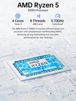 GMKtec G10 AMD Ryzen5 3500U Mini Pc Dual Channel DDR4 2400MT/s NVMe SSD Win 11 Pro WiFi BT 2.5Gbps LAN Desktop Office Computer