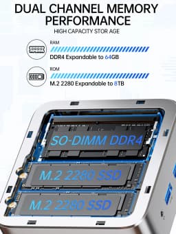 GMKtec G10 AMD Ryzen5 3500U Mini Pc Dual Channel DDR4 2400MT/s NVMe SSD Win 11 Pro WiFi BT 2.5Gbps LAN Desktop Office Computer