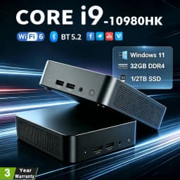 NEW Intel I9-10980HK/N150 Portable Mini PC Computer Windows 11 32GB DDR4 1/2TB SSD Gaming Computer WiFi 6 Office Mini Desktop