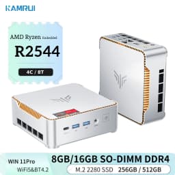 KAMRUI Mini PC 16GB SO-DIMM DDR4 512 M.2 2280 SSD AMD Ryzen R2544 up to 3.7GHz HDMI+DP1.4 Dual 4K UHD WiFi5 Desktop Micro PC