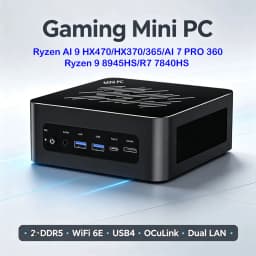 AMD Ryzen AI 7 PRO 360 AI 9 HX 470 370 R9 8945HS 7840HS Mini PC Dual LAN 2xDDR5 PCIe4.0 Windows 11 PC Gaming Mini Computer