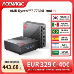 ACEMAGIC AMD Ryzen 7 7730U Mini PC 32GB RAM 512GB SSD Dual M.2 Triple 4K WiFi 6 High Performance Business Desktop PC Computer