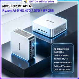 MINISFORUM Mini PC AI X1 AMD Ryzen AI 9 HX 470 370 R7 255 2*USB4 OCuLink Built-in Dual Speaker Desktop Gaming PC Computer WiFi7