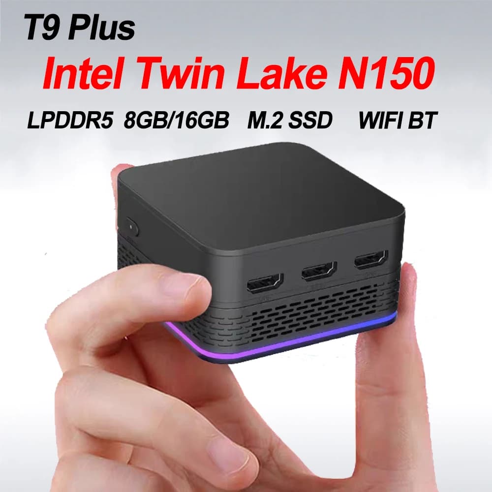SZBOX T9 Plus Intel Twin Lake N150 Mini PC Windows 11 LPDDR5 8GB/16GB M.2 SSD Wifi BT RJ45*2 Desk Office MINI PC Gamer Computer