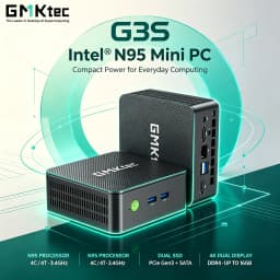 GMKtec G3S Mini PC Intel N95 3.4GHz Dual DDR4 Dual M.2 SSD 4K Dual HDMI WiFi 5 BT5.0 Gigabit LAN Desktop Computer