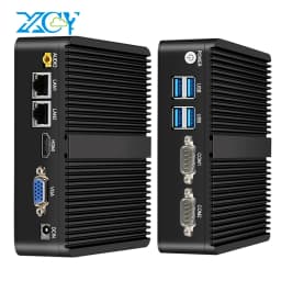 XCY Fanless Mini PC Intel Celeron J6412 N5095 2x GbE LAN 2x RS232 HDMI VGA WiFi 4G LTE Windows 10 Linux Industrial Computer
