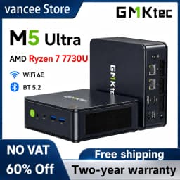 GMKtec Mini PC M5 Plus AMD Ryzen7 5825U M5 Ultra AMD Ryzen7 7730U DDR4 3200MT/s NVMe PCIe3.0 Wifi6E BT5.2 Win11 Pro Desktop Gaming Computer