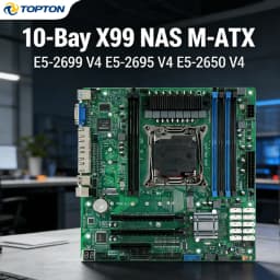 10-Bay X99 NAS Motherboard XEON E5-2699 2695 V4 C612 6*DDR4 V10*SATA 2*NVMe 4*2.5G LAN 3*PCIE Split Firewall M-ATX Mainboard