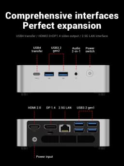 FIREBAT F1 P Mini PC 16GB/24GB LPDDR5 5600MHz 512GB/1TB SSD AMD Ryzen 7 H 255 Win11 Pro Wi-Fi 6 BT5.2 USB4.0 Gaming Desktop Mini Computer