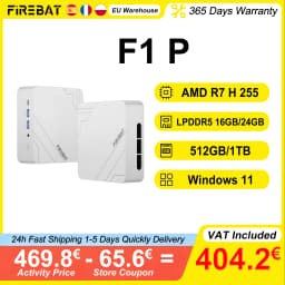 FIREBAT F1 P Mini PC 16GB/24GB LPDDR5 5600MHz 512GB/1TB SSD AMD Ryzen 7 H 255 Win11 Pro Wi-Fi 6 BT5.2 USB4.0 Gaming Desktop Mini Computer