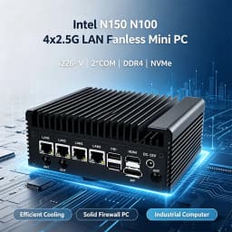 Fanless Industrial Mini PC Intel N100 N150 4 Port 2.5G I226-V LAN 2*RS232 COM DDR4 Firewall Router PfSense Server Computer