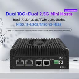 Intel N150 Mini PC 2×10G X550 2×2.5G I226-V LAN DDR5 Dual NVMe SATA Industrial Computer Firewall NAS PfSense Proxmox Home Lab
