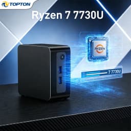 Topton Metal Palm Size Gaming Mini PC AMD Ryzen 7 7730U Ryzen 5 7530U 5825U Small Mini Computer Windows 11 Pro Portable Desktop